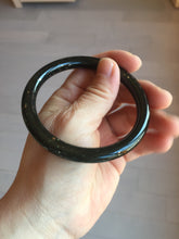 Load image into Gallery viewer, 59mm 100% Natural dark green/black meteorite Stellar Night sky round cut nephrite bangle HF91-8252
