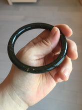Load image into Gallery viewer, 59mm 100% Natural dark green/black meteorite Stellar Night sky round cut nephrite bangle HF91-8252
