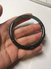 Load image into Gallery viewer, 56mm Certified Type A 100% Natural dark green/blue/gray with flying snow Guatemala slim round cut Jadeite bangle PD17-4445
