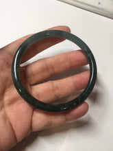Load image into Gallery viewer, 56mm Certified Type A 100% Natural dark green/blue/gray with flying snow Guatemala slim round cut Jadeite bangle PD17-4445
