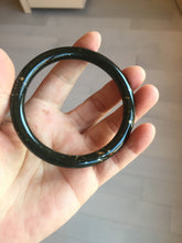 Load image into Gallery viewer, 59mm 100% Natural dark green/black meteorite Stellar Night sky round cut nephrite bangle HF91-8252
