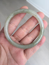 Load image into Gallery viewer, 52.7mm Certified type A 100% Natural light green yellow brown floating seaweed slim round cut Jadeite bangle E90-6616
