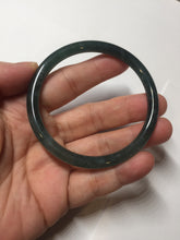 Load image into Gallery viewer, 56mm Certified Type A 100% Natural dark green/blue/gray with flying snow Guatemala slim round cut Jadeite bangle PD17-4445
