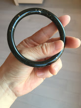 Load image into Gallery viewer, 59mm 100% Natural dark green/black meteorite Stellar Night sky round cut nephrite bangle HF91-8252
