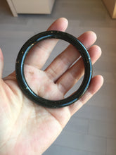 Load image into Gallery viewer, 59mm 100% Natural dark green/black meteorite Stellar Night sky round cut nephrite bangle HF91-8252
