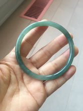 Load image into Gallery viewer, 61.2mm Certified Type A 100% Natural icy watery deep sea dark green/blue/gray/black slim round cut Guatemala Jadeite bangle X145-2097
