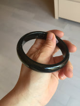 Load image into Gallery viewer, 60.4mm 100% Natural dark green/black meteorite Stellar Night sky broad style nephrite Jade bangle HF117-1025
