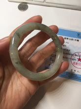 Load image into Gallery viewer, 51.6mm Certified type A 100% Natural light green dark green floating seaweed slim round cut Jadeite bangle PC58-6614
