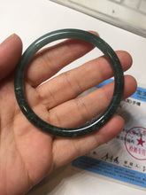 Load image into Gallery viewer, 55mm Certified Type A 100% Natural dark green/blue/gray Guatemala slim round cut Jadeite bangle PD18-4450
