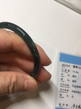 Load image into Gallery viewer, 52mm Certified Type A 100% Natural dark green/blue/gray Guatemala slim round cut Jadeite bangle PD19-4449

