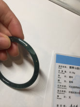 Load image into Gallery viewer, 52mm Certified Type A 100% Natural dark green/blue/gray Guatemala slim round cut Jadeite bangle PD19-4449
