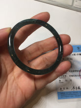 Load image into Gallery viewer, 52mm Certified Type A 100% Natural dark green/blue/gray Guatemala slim round cut Jadeite bangle PD19-4449
