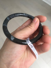 Load image into Gallery viewer, 58mm Certified 100% natural Type A black/white(wuji) slim style round cut jadeite jade bangle BP97-3943
