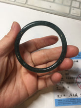Load image into Gallery viewer, 52mm Certified Type A 100% Natural dark green/blue/gray Guatemala slim round cut Jadeite bangle PD19-4449

