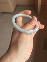 Load image into Gallery viewer, 53.5mm certified 100% natural sunny green purple gray oval jadeite jade bangle BS41-4531
