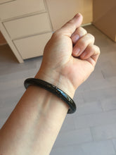 Load image into Gallery viewer, 59mm 100% Natural dark green/black meteorite Stellar Night sky round cut nephrite bangle HF91-8252
