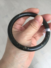 Load image into Gallery viewer, 59mm 100% Natural dark green/black meteorite Stellar Night sky round cut nephrite bangle HF91-8252
