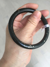 Load image into Gallery viewer, 59mm 100% Natural dark green/black meteorite Stellar Night sky round cut nephrite bangle HF91-8252
