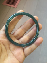 Load image into Gallery viewer, 57mm Certified Type A 100% Natural icy watery deep sea dark green/blue/gray/black slim round cut Guatemala Jadeite bangle X143-2086
