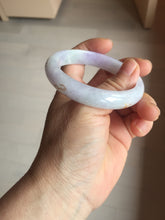 Load image into Gallery viewer, 55.5mm 100% Natural type A light green purple white carved and golden-painted Jadeite Jade bangle BP169-0272
