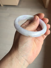 Load image into Gallery viewer, 55.5mm 100% Natural type A light green purple white carved and golden-painted Jadeite Jade bangle BP169-0272
