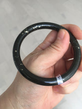 Load image into Gallery viewer, 59mm 100% Natural dark green/black meteorite Stellar Night sky round cut nephrite bangle HF91-8252
