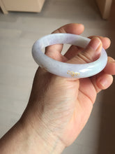 Load image into Gallery viewer, 55.5mm 100% Natural type A light green purple white carved and golden-painted Jadeite Jade bangle BP169-0272
