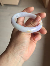 Load image into Gallery viewer, 55.5mm 100% Natural type A light green purple white carved and golden-painted Jadeite Jade bangle BP169-0272
