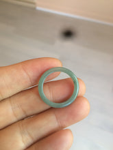 Load image into Gallery viewer, 100% natural type A icy watery light green/blue skinny Guatemala jadeite jade band ring R105
