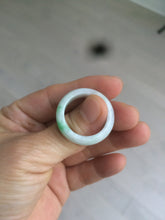 Load image into Gallery viewer, Size 11 1/4 natural type sunny green/white  jadeite jade band ring A106

