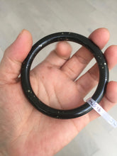 Load image into Gallery viewer, 59mm 100% Natural dark green/black meteorite Stellar Night sky round cut nephrite bangle HF91-8252
