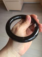 Load image into Gallery viewer, 61.4mm certified 100% Natural black(MO YU 墨玉) meteorite Stellar Night sky chubby round cut nephrite bangle HF118-8245
