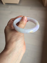Load image into Gallery viewer, 55.5mm 100% Natural type A light green purple white carved and golden-painted Jadeite Jade bangle BP169-0272
