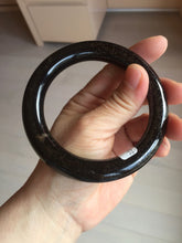 Load image into Gallery viewer, 61.4mm certified 100% Natural black(MO YU 墨玉) meteorite Stellar Night sky chubby round cut nephrite bangle HF118-8245
