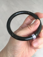 Load image into Gallery viewer, 59mm 100% Natural dark green/black meteorite Stellar Night sky round cut nephrite bangle HF91-8252
