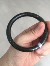 Load image into Gallery viewer, 59mm 100% Natural dark green/black meteorite Stellar Night sky round cut nephrite bangle HF91-8252
