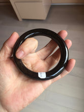 Load image into Gallery viewer, 61.4mm certified 100% Natural black(MO YU 墨玉) meteorite Stellar Night sky chubby round cut nephrite bangle HF118-8245
