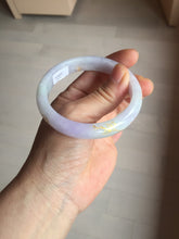 Load image into Gallery viewer, 55.5mm 100% Natural type A light green purple white carved and golden-painted Jadeite Jade bangle BP169-0272
