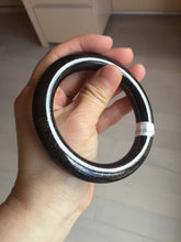 Load image into Gallery viewer, 61.4mm certified 100% Natural black(MO YU 墨玉) meteorite Stellar Night sky chubby round cut nephrite bangle HF118-8245
