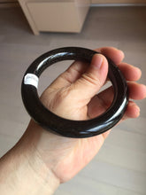 Load image into Gallery viewer, 61.4mm certified 100% Natural black(MO YU 墨玉) meteorite Stellar Night sky chubby round cut nephrite bangle HF118-8245
