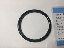 Load image into Gallery viewer, 61.5mm Certified Type A 100% Natural dark green/blue/gray Guatemala slim round cut Jadeite bangle PD22-4457
