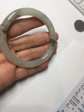 Load image into Gallery viewer, 54mm Certified type A 100% Natural light green dark green floating seaweed round cut Jadeite bangle PC60-6625
