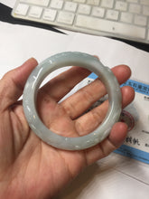 Load image into Gallery viewer, 55.3mm Certified Type A 100% Natural light green with carved Ancient Coin, Auspicious Cloud, and Lingzhi Jadeite Jade bangle PD148-6258
