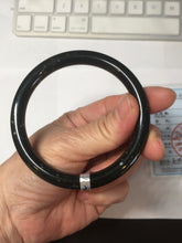 Load image into Gallery viewer, 59mm 100% Natural dark green/black meteorite Stellar Night sky round cut nephrite bangle HF91-8252
