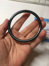 Load image into Gallery viewer, 61.5mm Certified Type A 100% Natural dark green/blue/gray Guatemala slim round cut Jadeite bangle PD22-4457
