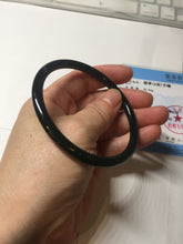 Load image into Gallery viewer, 61.5mm Certified Type A 100% Natural dark green/blue/gray Guatemala slim round cut Jadeite bangle PD22-4457
