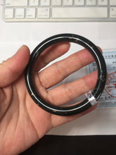 Load image into Gallery viewer, 59mm 100% Natural dark green/black meteorite Stellar Night sky round cut nephrite bangle HF91-8252

