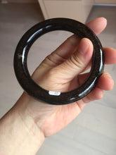 Load image into Gallery viewer, 61.4mm certified 100% Natural black(MO YU 墨玉) meteorite Stellar Night sky chubby round cut nephrite bangle HF118-8245

