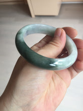 Load image into Gallery viewer, 54.5mm certified 100% natural icy watery oily dark green purple jadeite jade bangle B111-9119
