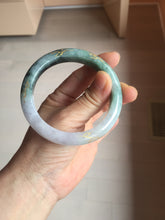 Load image into Gallery viewer, 57.9mm 100% Natural type A dark greenpurple carved and golden-painted Jadeite Jade bangle BP168-0261
